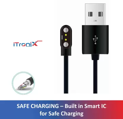 Magnetic Charging Cable 0.5 m For Noise ColorFit Pro 3 -Noise ColorFit Pro 2 -  (Compatible with noise colorfit pro 3 - pro 2 - pro 2 Oxy -pulse - ultra- nav, navplud --brio, Black, One Cable)